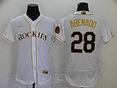 Rockies 28 Nolan Arenado White Gold 2020 Nike Flexbase Jersey,baseball caps,new era cap wholesale,wholesale hats